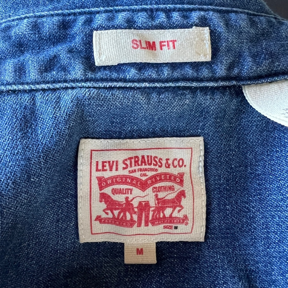 Levi’s Western Denim Shirt Slim Fit Snap Front Medium Wash Size M - Picture 7 of 7